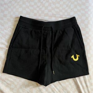 True Religion Black Shorts with Gold Accent